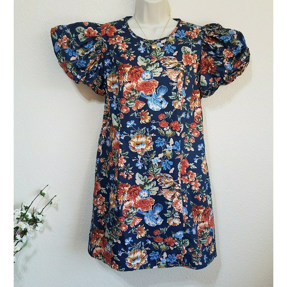 Doen x Liberty Lyric Floral Mini Dress in Indigo Iris Floral